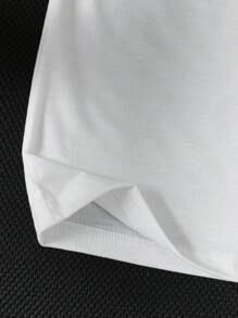 Maglietta a maniche corte con stampa di lettere e pantaloncini di jeans per pre-adolescenti maschi - Bianco - Visualizzare 6