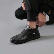 Nuove scarpe casual con cerniera laterale da uomo, scarpe piatte con suola morbida, leggere per uso quotidiano - nero - Visualizzare 5