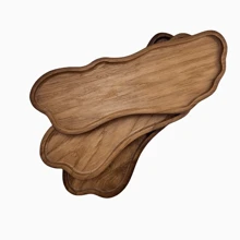 1pc Wooden Tray, Fruit Plate, Dessert Tray, Multipurpose Snack Plate, Decorative Fruit Dish, Food Platter, Coffee Cup Holder, Tea Cup Tray, Cake Plate, Breakfast Tray, Suitable For Home Kitchen, Hotel Restaurant, Cafe Display, Home Decor, Kitchen Decor Christmas Gift