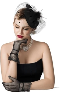 1 件女式羽毛复古网眼迷你迷人帽，20 世纪 50 年代新娘头饰，适合比赛、茶会、婚礼、派对、活动、表演、四季日常佩戴小帽德比帽迷你帽