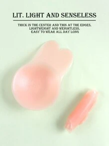Sexy Lingerie, Reusable Rabbit Ear Nipple Covers, Invisible Silicone Adhesive Bra Pasties For Sports And Push-Ups - Baby Pink - View 6