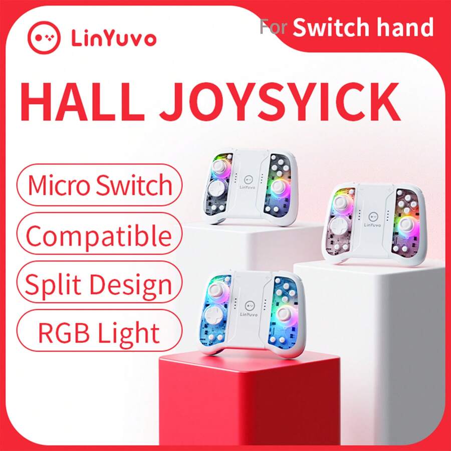 Set de 2 controladores de juego multicolor LinYuvo KS51 con palanca de mando Hall, programación de macros, giroscopio de seis ejes, vibración dual, disparo automático compatible con Switch/Switch OLED/Switch Lite, PC, Android, IOS - multicolor - Ver 1