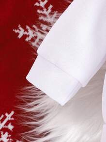 3pcs/Set Baby Boy/Girl Christmas Reindeer Embroidery Sweatshirt, Solid Color Vest Jacket Details & Embroidered Pants Outfit