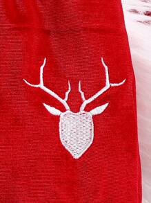 3pcs/Set Baby Boy/Girl Christmas Reindeer Embroidery Sweatshirt, Solid Color Vest Jacket Details & Embroidered Pants Outfit