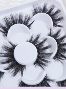5 Pairs 5D Volume False Eyelashes Natural Cat Eye Lashes Faux Mink Eyelashes Fluffy Manga Fake Lashes Makeup Tools,Cartoon Eyelashes, Wet Look, Japanese Cosplay, Dense Pointed Thailand-Style Lashes, 9-20mm Thick Artificial Mink Doll Eyelash Extension Set - 濃密款 - 查看 6