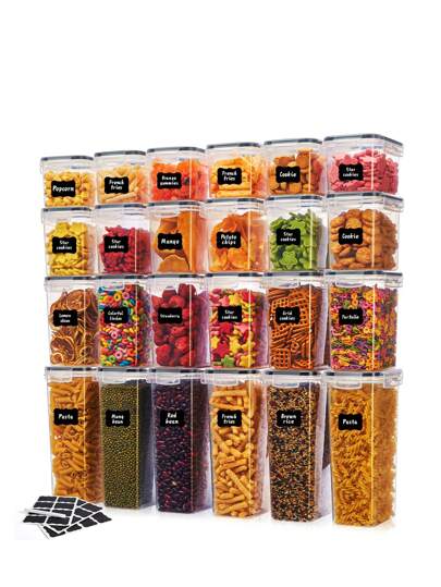 4/5/6/7/9/12/15/24/36 Stücke, luftdichte Lebensmittelaufbewahrungsbehälter-Set mit Deckeln - perfekt für die Organisation und Aufbewahrung von Getreide, Reis, Nudeln, Tee, Nüssen und Kaffeebohnen in der Küchenkammer - spülmaschinenfest mit Etiketten und Marker enthalten