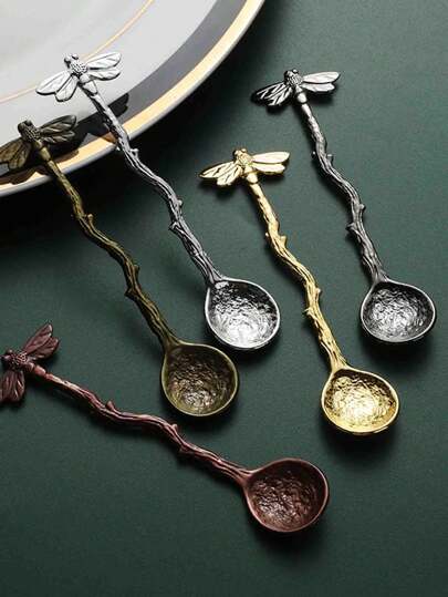 一套锌合金复古雕花工艺咖啡勺蜜蜂圆勺下午茶甜品蛋糕冰淇淋茶匙搅拌勺1件返校