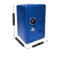 Coin Bank Metal Mini Locker Safe With Single Digit Combination Lock And Key Lock Money Small Safe Storage Box - One Size-18x10x12cm - View 7