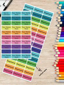 60/120/180/240pcs-Custom Solid Color Name Stickers, Waterproof, Personalized Name Stickers, Multi-Purpose Office Supplies, School Supplies, Home Supplies, Back To School Gifts, Student School Office Stationery