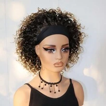 Afro Curly Headband Wig For Women Glueless Wig With Headband Heat Resistant Synthetic Wigs High-Quality Hair Wigs Suitable For Beginners,Daily Life,Cosplay,Holiday Curly Hair Hairband Wig