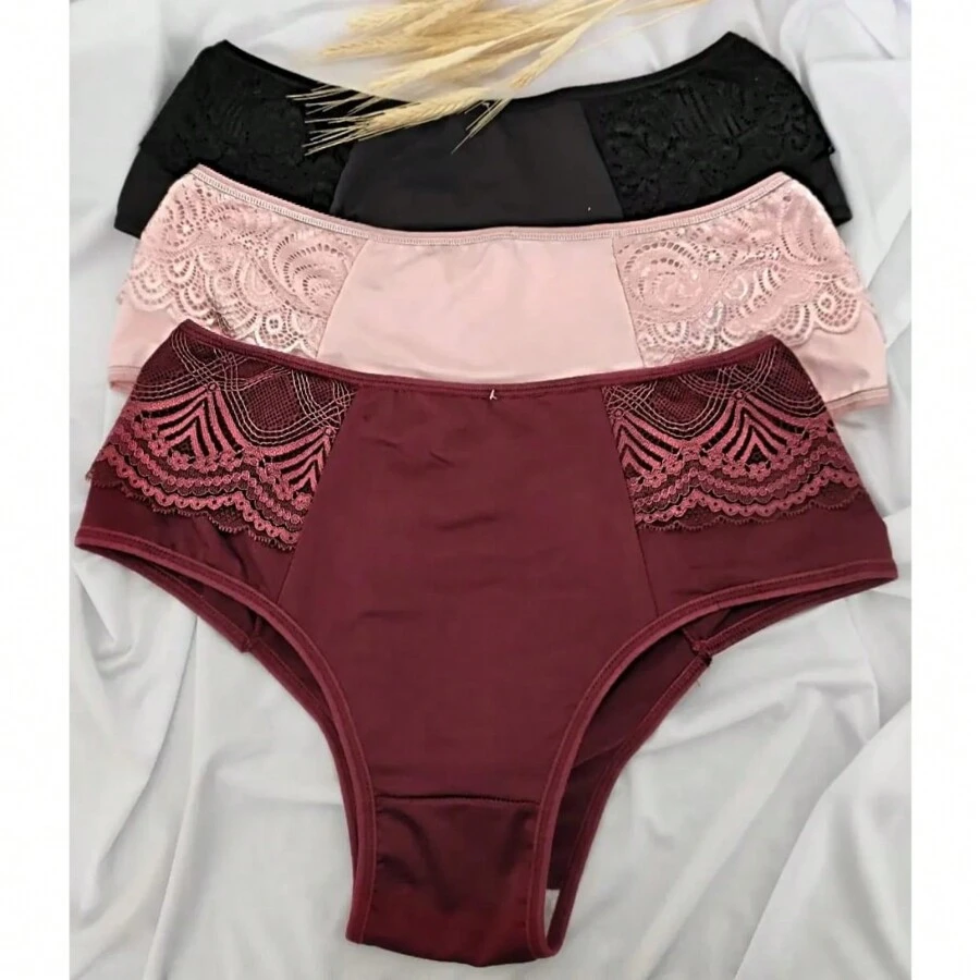 Kit com 6 Tangões  com Detalhes em Renda em Microfibra Lisa Tanga Feminina Conforto e Qualidade.