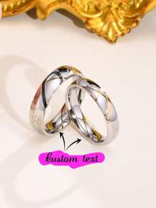 2pcs Personalized Jewelry Stainless Steel Couple Rings, Laser Engraved, Gift For Boyfriend, Girlfriend, Valentine's Day, Thanksgiving, Christmas, Anniversary - Style - View 15