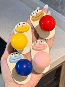 1 Ganchillo con forma de dibujo animado, usado para colgar ganchos de pared resistentes, ganchos autoadhesivos para toallas, chaquetas, ganchos transparentes impermeables, adecuados para duchas de baño, cocina, llaves, puertas, modificaciones en el hogar al aire libre, ganchos prácticos para colgar sombreros, llaveros, joyas