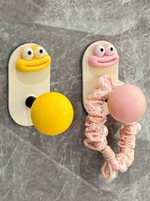 1 Ganchillo con forma de dibujo animado, usado para colgar ganchos de pared resistentes, ganchos autoadhesivos para toallas, chaquetas, ganchos transparentes impermeables, adecuados para duchas de baño, cocina, llaves, puertas, modificaciones en el hogar al aire libre, ganchos prácticos para colgar sombreros, llaveros, joyas