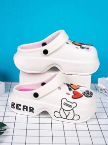 Women's Hollow Out EVA Cute & Fashion Lightweight Breathable Slip-On Sandals, Suitable For Indoor/Outdoor, School, Date, Travel, Thick Sole Beach Shoes