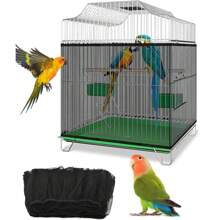 通用鸟笼种子捕手、种子防护网罩、鹦鹉尼龙网笼、圆形笼子用软网环绕帘 - 白色 - 查看 8