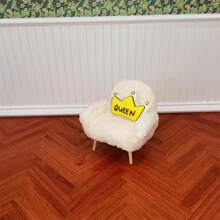 （白色单人沙发+皇冠抱枕）单人沙发，12英寸迷你沙发椅，咖啡桌，OB11/BJD玩具，迷你小屋家具装饰，节日派对礼物 - 彩色 - 查看 3