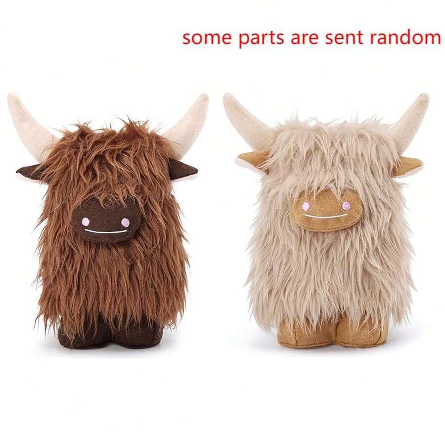 1pc Highland Cow Birthday Decor Gift, Cream-Color Scottish Gnome Decoration, Farmhouse Nordic Dwarf Figurine Home Decor, Cow Collection Ornament Gifts Graduation - Multicolor - View 1