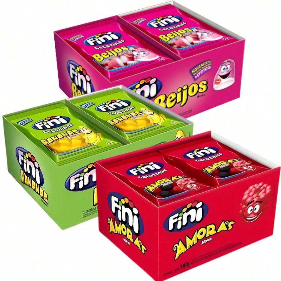 Kit 36 Fini Packets 15g Each Banana And Blackberry Kisses - 15g - Xem 1