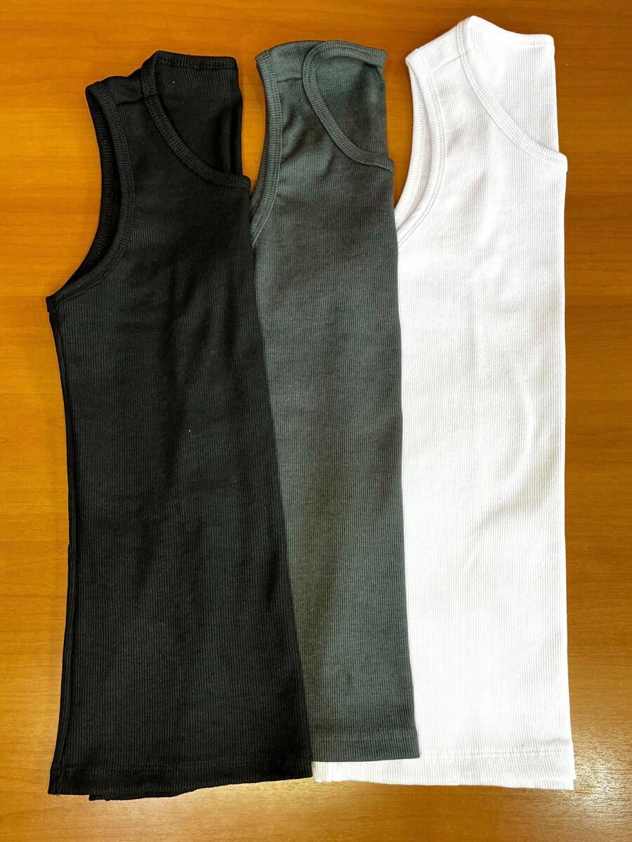 Kit 3 Premium American Gringa Ribana Street Style Tank Top - 軍綠色 - 查看 1