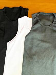 Kit 3 Premium American Gringa Ribana Street Style Tank Top - 軍綠色 - 查看 3