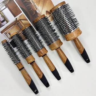 1 pièce Peigne professionnel rond pour coiffure, démêlage, boucles, et séchage au sèche-cheveux pour des cheveux lisses et soyeux. Facile à utiliser, résistant à la chaleur, doux pour les cheveux. Idéal pour le salon et la maison. Tous types de cheveux. Anti-statique. Cadeau d'anniversaire/festif. Peigne en plastique à motif bois. 5 tailles. Cœur de la Saint-Valentin pour garçon