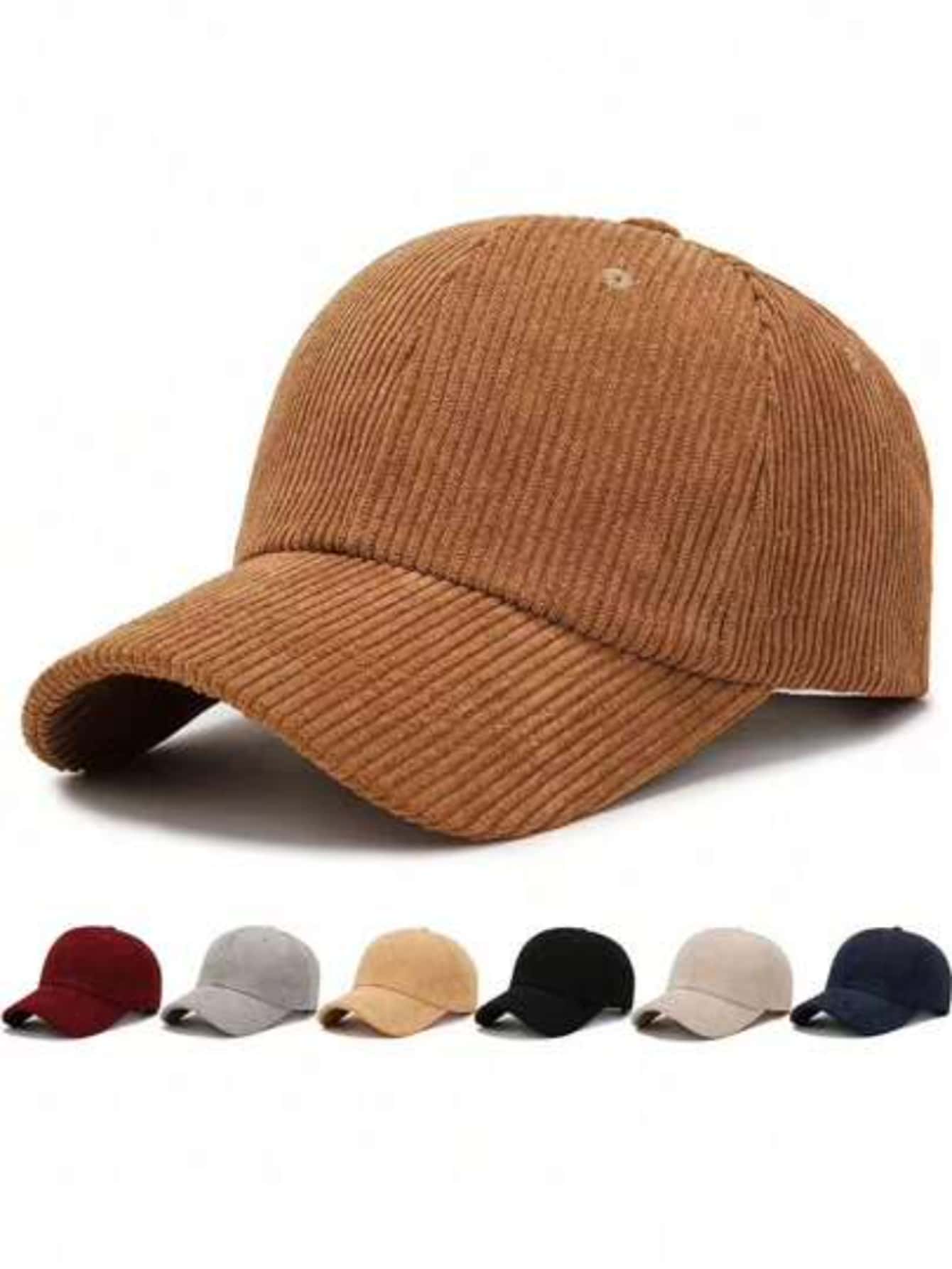 1pc Retro Corduroy Baseball Cap, Hot Cap Solid Color Soft Top Leisure Outdoor Dad Hat, Suitable For Women And Men's And Men's Universal Fashion Corduroy Baseball Cap, Adjustable Fashion Baseball Cap, Suitable For Spring And Autumn Men And Women Christmas Gift