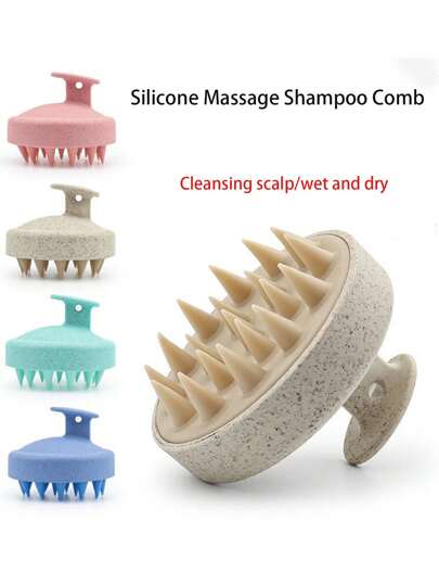 1 pezzo Spazzola massaggiante delicata in silicone per il cuoio capelluto, strumento per il lavaggio dei capelli per uso bagnato e asciutto, per una pulizia profonda e rilassante del cuoio capelluto, accessorio per la cura dei capelli adatto a tutti gli uomini e le donne, decorazione per il bagno di casa, decorazione autunnale, articolo di ritorno a scuola