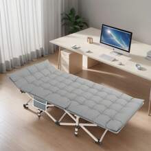Sleeping Cot Single Folding Bed Portable Cots Folding Bed With Thick Mattress Mat Camping Travel Cot For Adults, Heavy-Duty Comfortable Military Army Mattress Cot & Carry Bag - Grey - View 7
