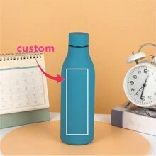 1pc Customized Name Personalized Text Double Wall Stainless Steel Plain Color Creative Small Mouth Vacuum Insulated Water Bottle, Outdoor Sports Yoga Bottle 500ml/17oz, Portable Coffee Cup