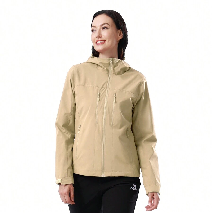 CAMEL CROWN 雨衣女用輕便防水帶帽雨衣戶外風衣