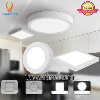 CANMEIJIA 1 st LED-taklampa, kallvit 6000K-6500K färgtemperatur, vit färg, justerbar panelstorlek, lämplig för badrum/rum/kök, 85V-265V spänning