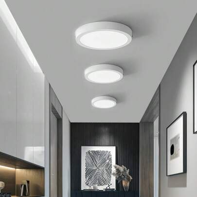 CANMEIJIA 1 Piece LED Ceiling Light, Cool White Light, 6000K-6500K Color Temperature, White Pendant Light, Optional Size Panel, Bathroom Light, Bright Room Light, Pendant Light With White Frame, Home Decoration Lighting Fixture, 85V-265V Voltage, Suitable For Bedrooms/Living Rooms/Studies/Dressing Rooms/Kitchens. Choose The Appropriate Size According To Your Needs.