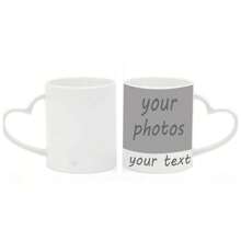 Personalized Picture Coffee Mug, Custom Photo Name Text Gifts For Men Women, Customized Ceramic Heart-Shaped Cup For Birthday Christmas Mother's Day Father's Day
