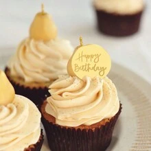 5/10/20 chiếc Topper bánh cupcake mừng sinh nhật bằng acrylic hình tròn dùng cho tiệc sinh nhật, đồ tráng miệng, đồ dùng trang trí bánh - Nhiều màu - Xem 5