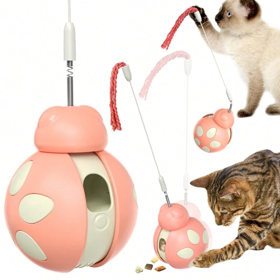 Cat Ladybird Balance Toy, Slow Feeder Puzzle Toy - Pink - View 1