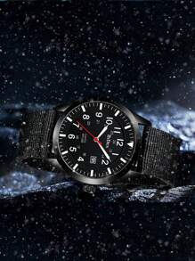 BIDEN Reloj de hombre de moda BIDEN, correa de nailon, cuarzo luminoso, resistente al agua, reloj deportivo casual