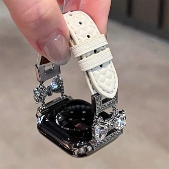 全新蝴蝶结皮革表带 兼容 38/40/41/42/44/45/46/49mm I 表带 I 表带 I 表带 Ultra/Se10/9/8/7/6/5/4/3/2/1