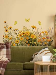 mama look 1 miếng dán tường hình hoa và bướm màu vàng, đồ trang trí tường bằng PVC có thể tháo rời cho phòng khách, lối vào, phòng ngủ, hình vẽ dễ thương, quà tặng, trang trí phòng khách, làm mới phòng ngủ tại nhà, ý tưởng nhà bếp, trang trí phòng tắm, nhãn dán, decal dán tường, decal vinyl để trang trí nhà cửa, đồ trang trí mùa xuân làm mới ngôi nhà của bạn, nhãn dán trang trí lễ hội quà tặng sinh nhật tốt nghiệp - Màu vàng - Xem 2