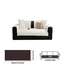 1pc Cream-Colored Plush Sofa Cover, Non-Slip Sofa Pad For Home Use In Autumn/Winter, Pet-Friendly Sofa Protector, Suitable For Bedroom, Living Room, Office, Home Decor
