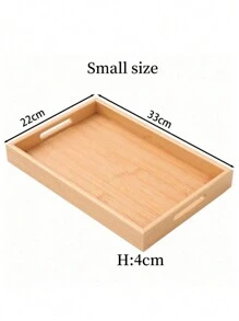 1pc Bamboo Wooden Serving Tray, Breakfast Tray With Handles Bed Tray For Breakfast Dinner, Eating Trays For Living Room,Kitchen,Christmas Gift
