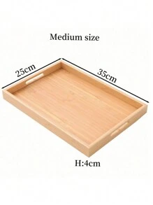 1pc Bamboo Wooden Serving Tray, Breakfast Tray With Handles Bed Tray For Breakfast Dinner, Eating Trays For Living Room,Kitchen,Christmas Gift