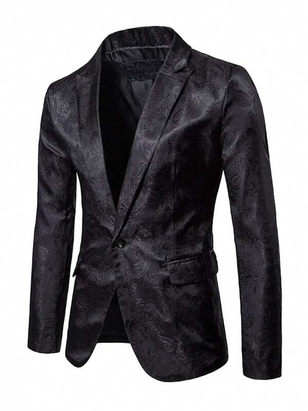 Herren Lässig blazer mit Knopfleiste, Langarm und Tasche