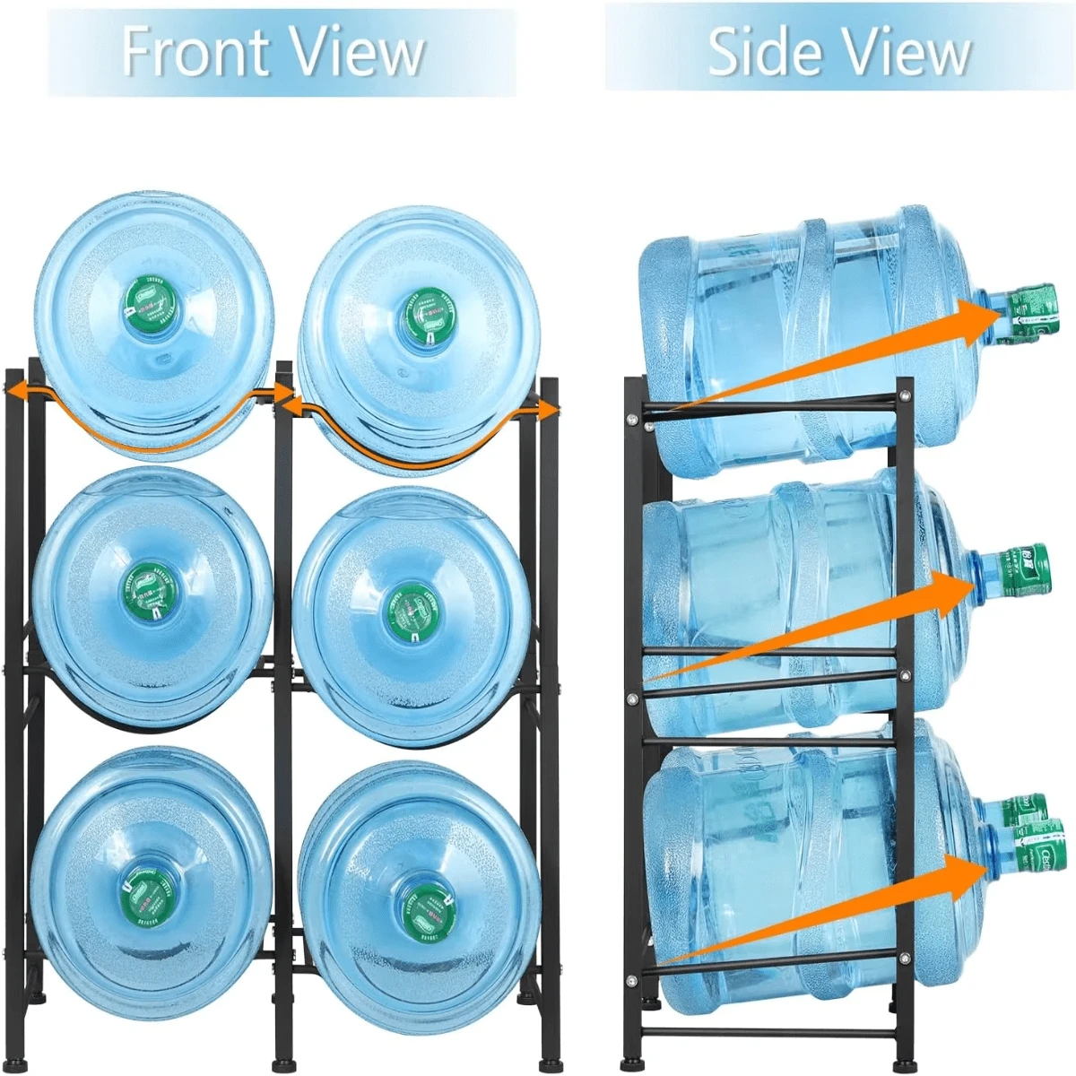 5 Gallon Water Bottle Holder, Heavy Duty Water Cooler Jug Rack 3 Tiers ...