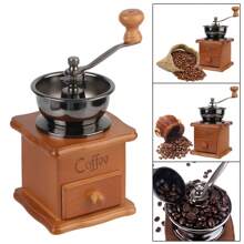 Manual Coffee Bean Grinder Retro Style Utensils Stainless Steel Handle With Ceramic Millston Spice Burr Mill Coffee Wooden Back To School