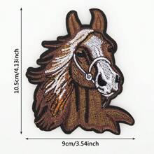 1 Pieza Parche Bordado Cabeza De Caballo, Con Soporte Adhesivo, Estilo Accesorio De Ropa De Bricolaje