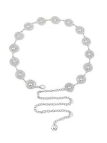 1 件女士腰链，银色雕花金属腰带，适合连衣裙、身体首饰配饰 - 銀色 - 查看 10