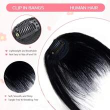 真人接发夹式刘海法式刘海夹式刘海带太阳穴自然厚假刘海刘海假发女士日常佩戴 - S1 - 查看 4