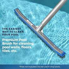 Heavy-Duty Pool Brush | 18-Inch Extra Wide Metal Brush Head | Stainless Steel Wire Bristles With Curved Edges | 6-Piece Package Cleans Pool Tiles, Walls, Floors, Steps |