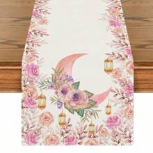 Ramadan Mubarak Dekorationen Ramadan Mubarak Tischläufer Eid Al Fitr goldener Mond Gartenbanner Ramadan Eid Banner Ramadan Dekorationen und Heimparty Zubehör - Verschiedenfarbig - Übersicht 10